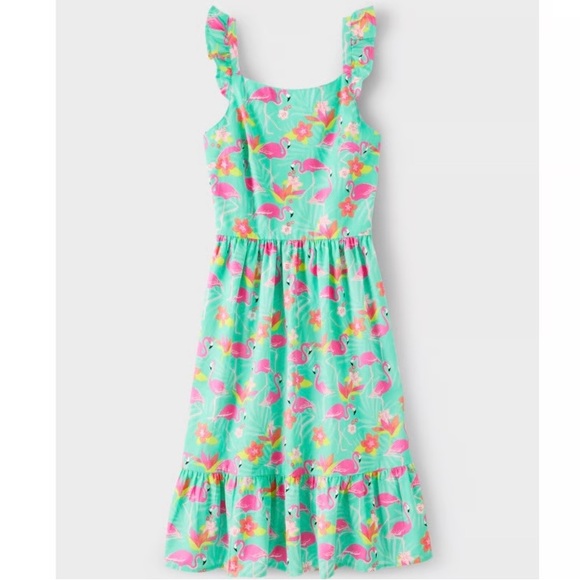 Gymboree Flamingo Ruffle Dress Tropical Dress in Women's Size Medium - Picture 1 of 9